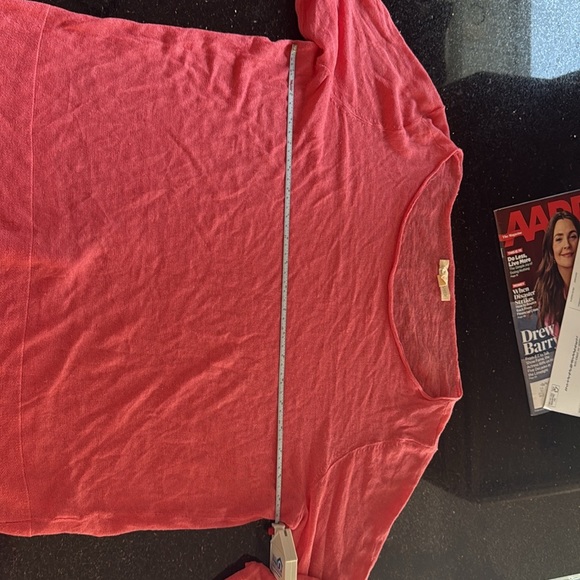 Eileen fisher quarter sleeve medium light knit top pink organic linen - Picture 3 of 16